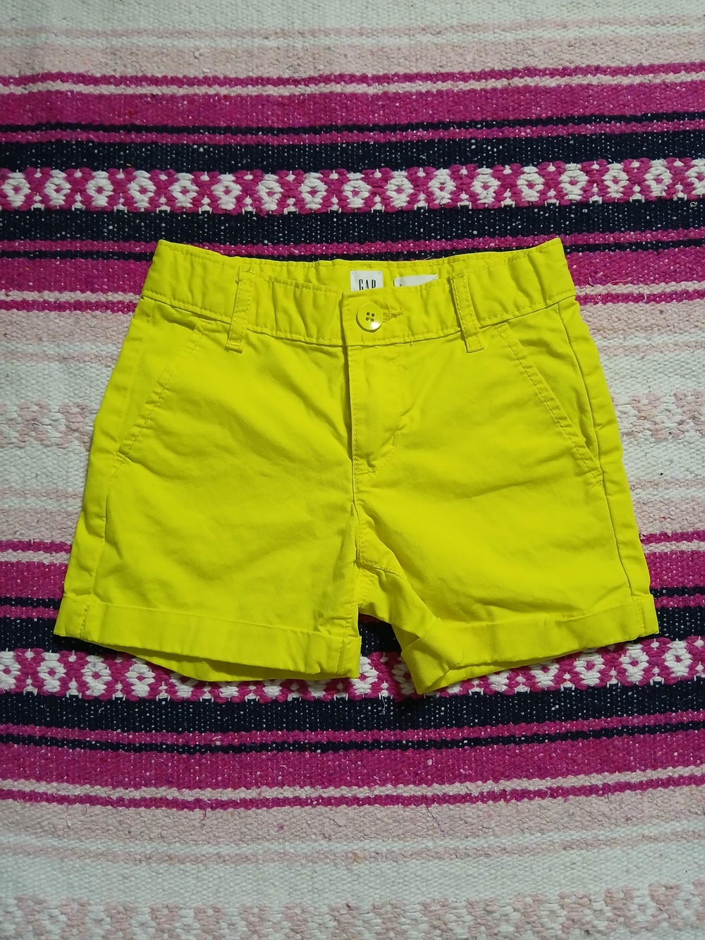 GAP KIDS Bright Yellow Cuffed Chino Shorts Girls‎ 7 Slim